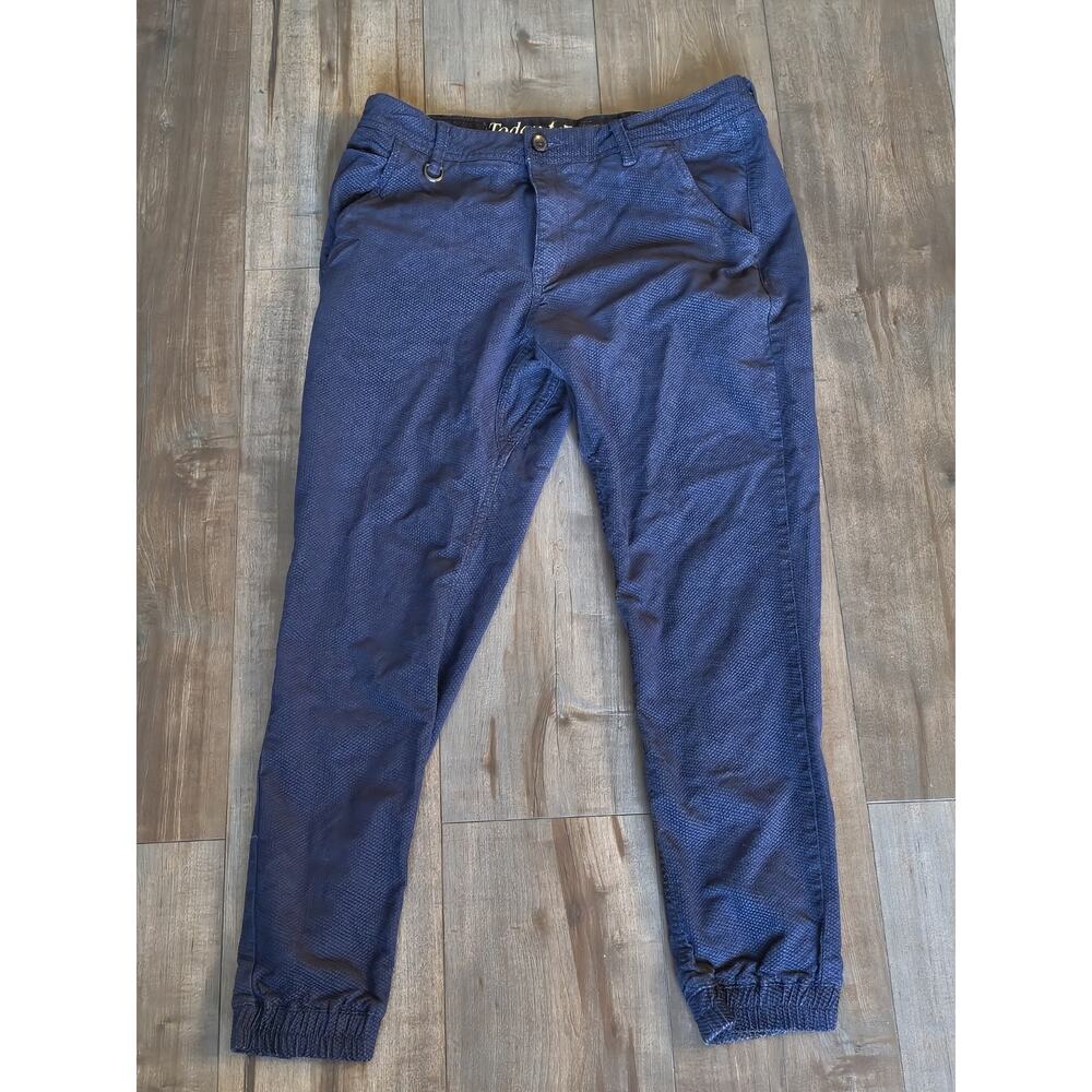 Publish Men’s Jogger Pants 36 Navy Blue Textured Slim Fit Casual Tapered